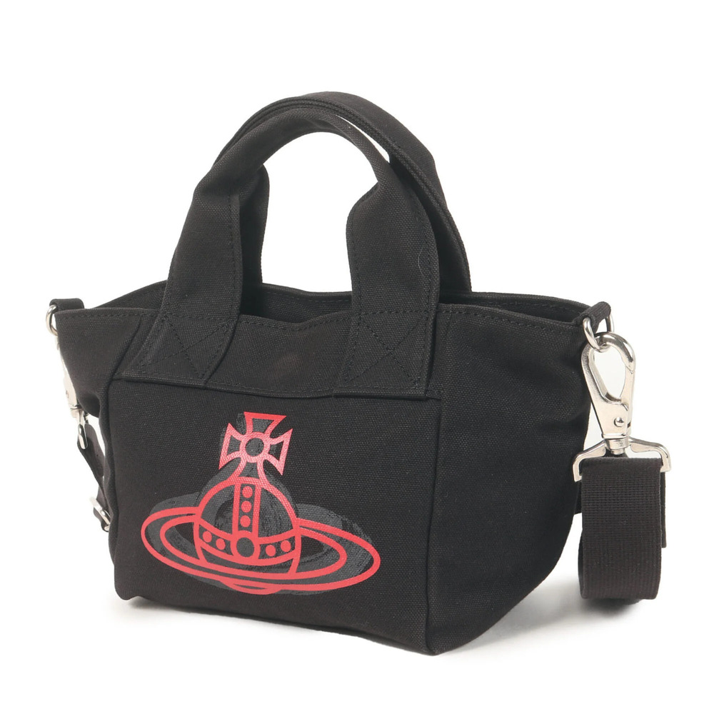 Vivienne Westwood bag, black, ORB canvas shoulder men's.